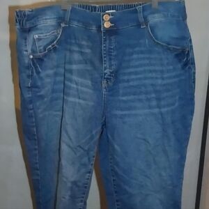 Terra And Sky, Medium Dark, 1x Size 16 Womens Plus Size Regular Length Nice Jean